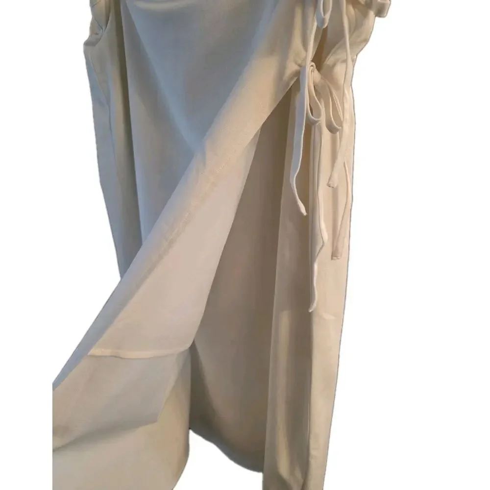 NWT M Ivory Midi Pencil Wrap Lined Skirt w/Side‎ Tie by Future Collective